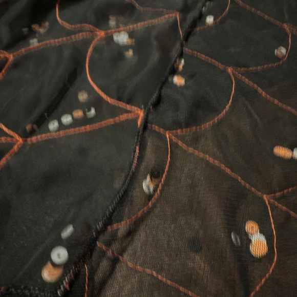COLLECTION XIIX Black, Sheer Neck Scarf Halloween Spider Web Sequins 12”Wx56”L - Picture 2 of 8